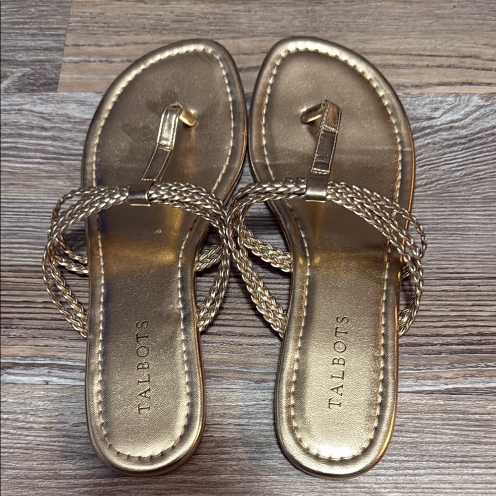 Talbots Gold Braided Sandals Elegant Summer Shoes